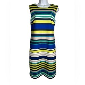 Calvin Klein dress size‎ 12 bright blue multi colored sleeveless dress 💙💛🩵